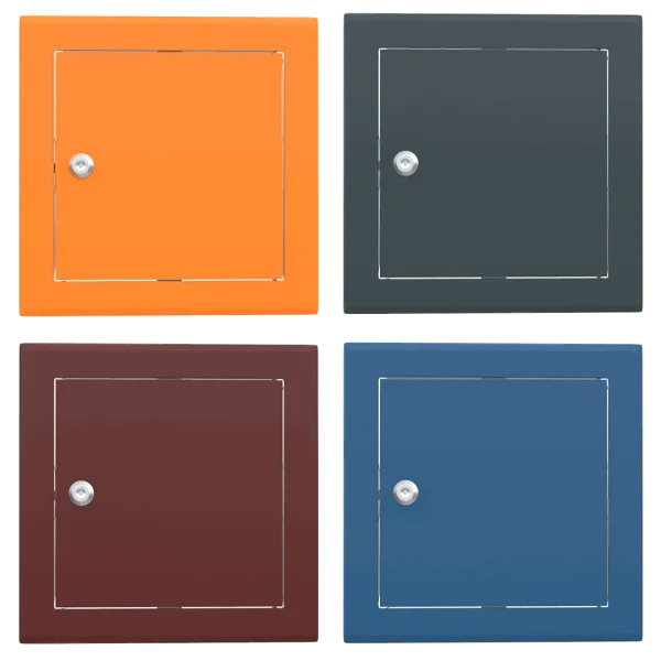 Trappe de visite métallique colorée Tempo Softline, ouverture à clé cylindrique, en 14 coloris RAL, 200×200 à 800×800 mm