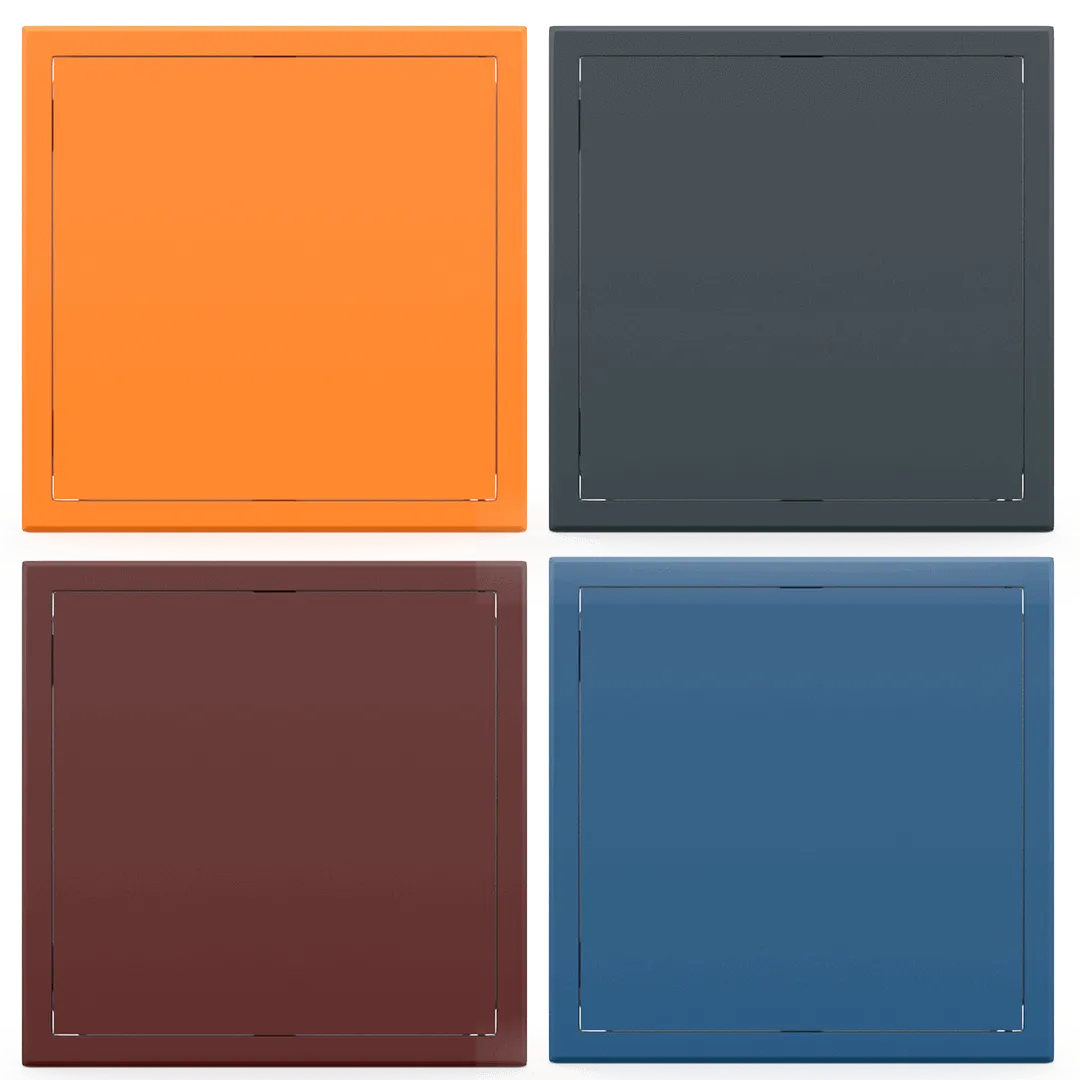 trappe-visite-metallique-coloree-tempo-softline-pousser-lacher-02 Trappe de visite métallique colorée Tempo Softline, ouverture pousser-lâcher, en 14 coloris RAL, 200×200 à 800×800 mm